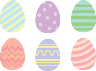 Set of colorful easter eggs. pastel colors. Purple, green, orange, yellow, blue. Vector illustration
