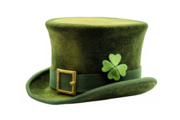  a green top hat adorned with a shamrock, perfect for celebrating st. Patrick's day festivities and Irish culture