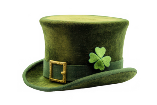  a green top hat adorned with a shamrock, perfect for celebrating st. Patrick's day festivities and Irish culture