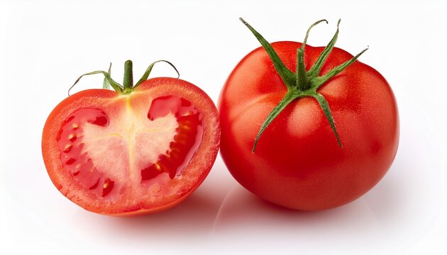 tomato whole half on white background