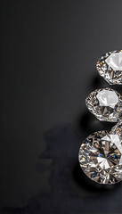Sparkling diamonds on a dark background