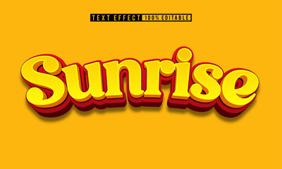 Editable sunrise text effect template with a vibrant 3D style. Perfect for eye-catching headlines, posters, and branding projects