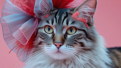 Stylish Feline Poses Elegantly in Ornate Costume Showcasing Vibrant Colors and Intricate Details