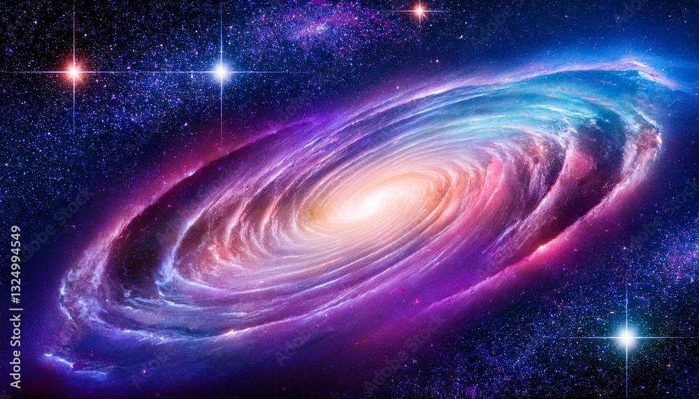 Wall mural cosmic galaxy background featuring vibrant nebula clouds glowing stars and a deep space vortex