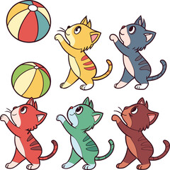 Cute Cartoon cat Vector Set