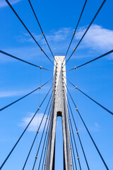 Low Angle View Of Suspension Bridge Against Clear Blue Sky,Helgelandsbrua, Norway