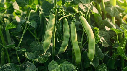 Close-up of a thriving field of green beans