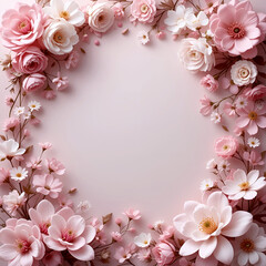 Elegant Floral Frame in pink and White