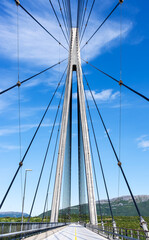 Helgelandsbrua a cable-stayed bridge crossing the Leirfjord and connecting the communes Leirfjord and Alstahaug, Helgeland, Province Nordland, Norway