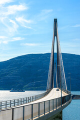 Helgelandsbrua a cable-stayed bridge crossing the Leirfjord and connecting the communes Leirfjord and Alstahaug, Helgeland, Province Nordland, Norway
