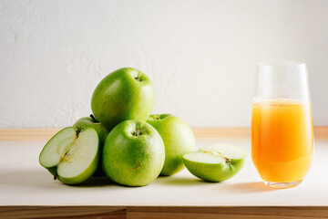 Green apples and juice.