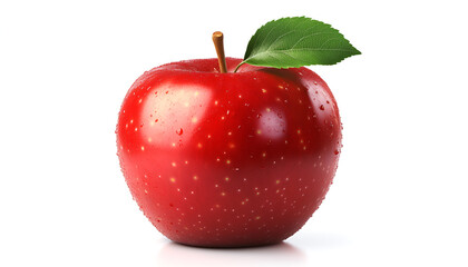 Cube apple with apple leaf isolated on a white background