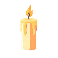 Warm Lit Candle with Transparent Background