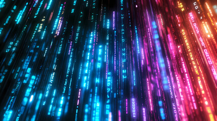 Binary code digital abstract psychedelic colorful. Hypnotic Lumens. Illustration