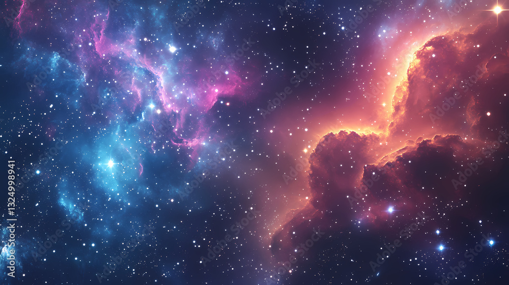 Wall mural captivating cosmic scenery featuring a mesmerizing display of stars and celestial bodies illuminated