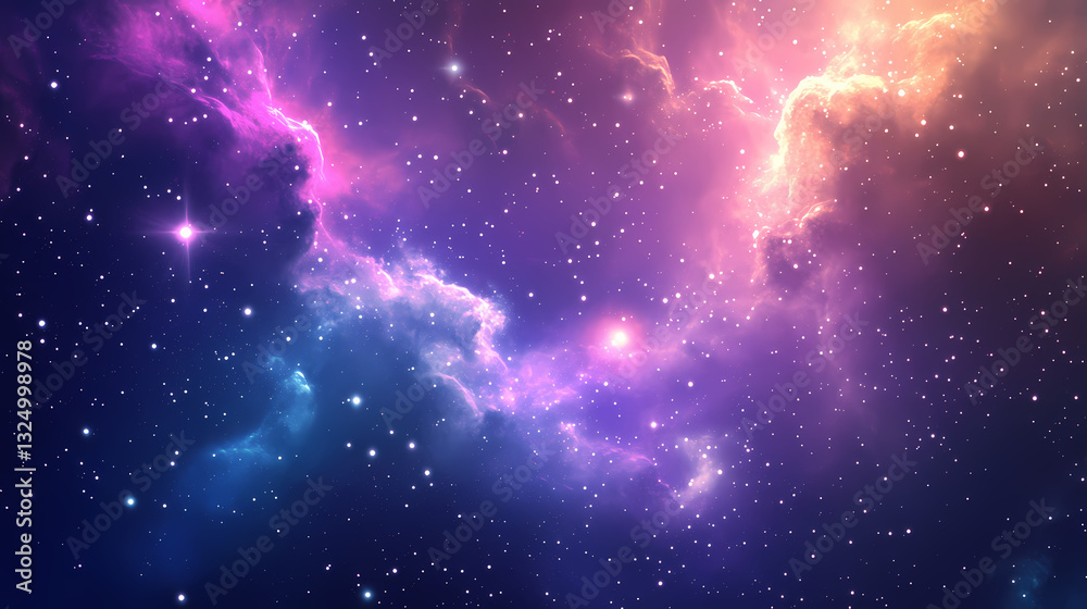 Wall mural captivating cosmic scenery featuring a mesmerizing display of stars and celestial bodies illuminated