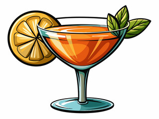 vector of  sidecar cocktail clip art isolated on white background