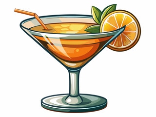 vector of  sidecar cocktail clip art isolated on white background