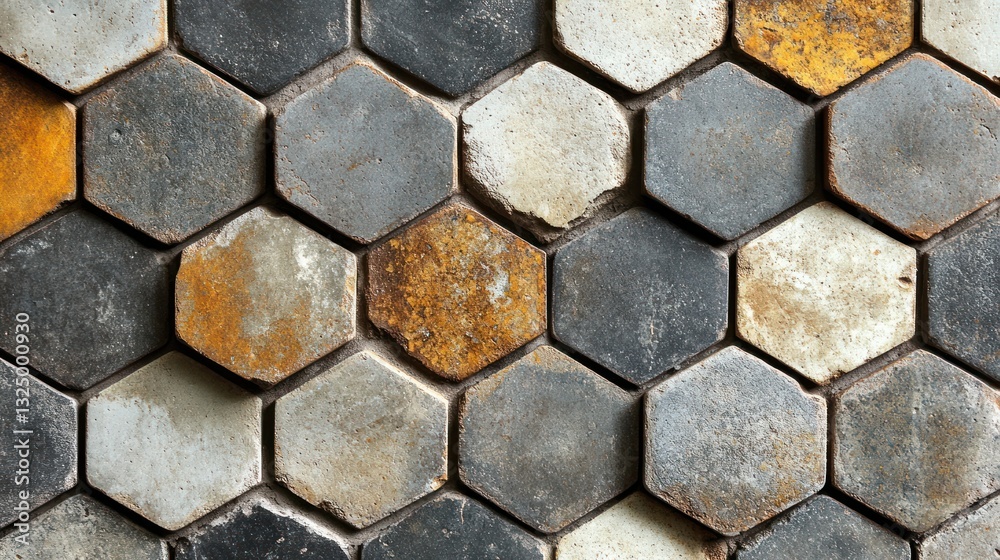 Poster a repeating hexagonal tile arrangement with an embossed texture
