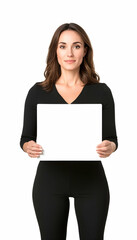 Naklejka premium Woman holding blank sign
