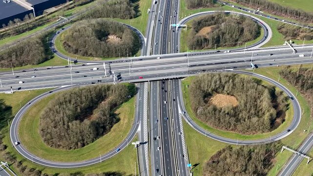 Aerial from Junction Hoevelaken near Amersfoort in the Netherlands