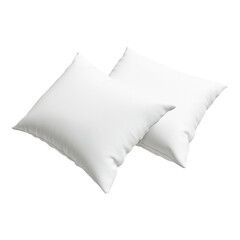 Two plush, white pillows arranged casually, showcasing their soft texture and comfortable appearance.