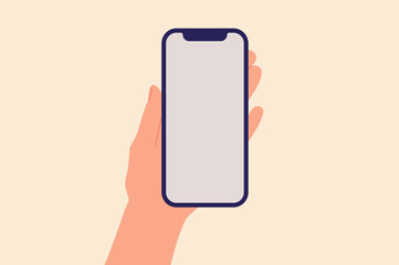 Male hand holding phone. Hand holding smartphone