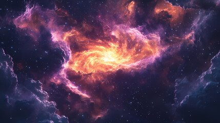 Naklejka premium Cosmic sparks within a nebula's swirling clouds, clouds, gas. Nebula Sparks. Illustration
