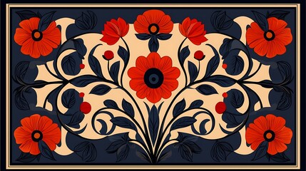 Fototapeta premium Vibrant Red Floral Design Pattern