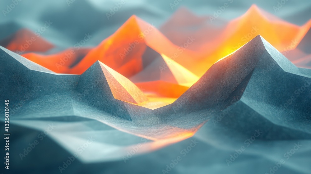 Poster layered geometric polygons creating depth with soft lighting