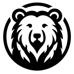 Clean black and white vector silhouette of a bear on white background