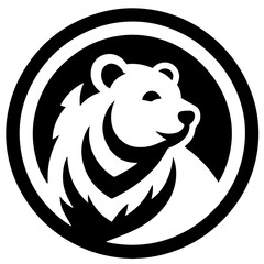 Clean black and white vector silhouette of a bear on white background