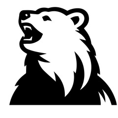 Clean black and white vector silhouette of a bear on white background