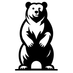 Clean black and white vector silhouette of a bear on white background