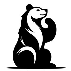 Clean black and white vector silhouette of a bear on white background
