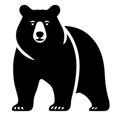 Clean black and white vector silhouette of a bear on white background