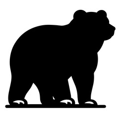 Fototapeta premium Clean black and white vector silhouette of a bear on white background