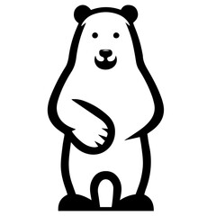 Clean black and white vector silhouette of a bear on white background