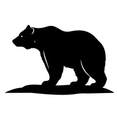 Fototapeta premium Clean black and white vector silhouette of a bear on white background