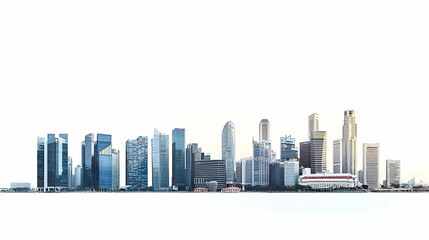 Obraz premium Abstract City Skyline Illustration With Blue Buildings And White Background Under Bright Daylight