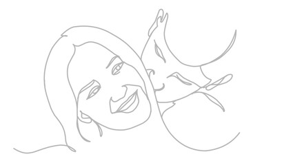 couple, line art, love, continuous, woman, poster, graphic, vector, silhouette, vignetting, face, art, design, female, contour, line, illustration, print, abstract, card, digital, outline, banner, 