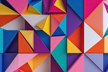 Vibrant Abstract Multicolored Geometric Wall Design with Modern Shapes