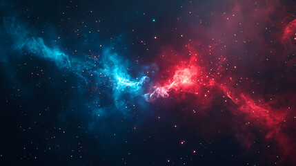 A blue flame and red flame, with sparks and glowing dust with an abstract magic effect. Nebula Sparks. Illustration