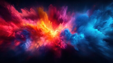 Obraz premium Vibrant color explosion, red and electric blue in motion, soft blur