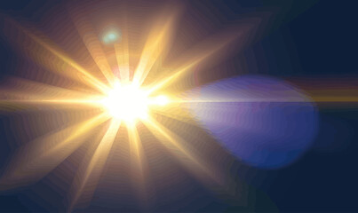 Obraz premium Radiant Sunlight Lens Flare with Vivid Light Effect in Dark Background