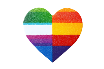 Rainbow heart symbol for gay pride month isolated on white background