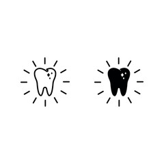 Teeth cleaning icon set color editable on white background