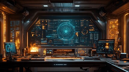 Fototapeta premium Futuristic spaceship control room