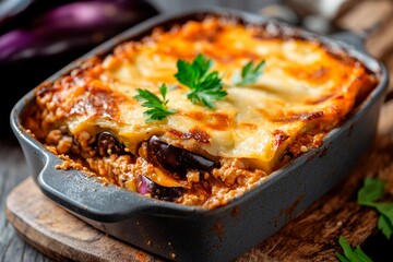 This mouthwatering lasagna is layered with seasoned ground meat, roasted eggplant, and rich cheese, creating a comforting dish perfect for sharing at family gatherings