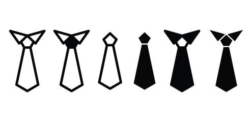 Tie Icons Black and White Color Minimalist Style Vector Design Illustration Set